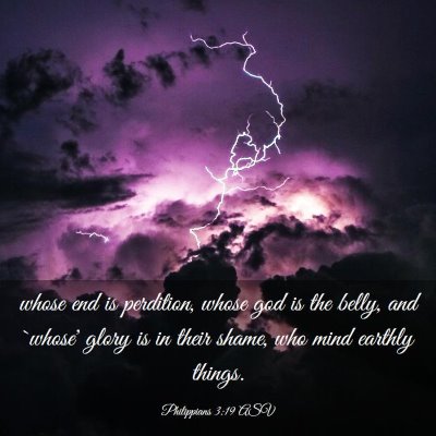 Picture 03 - Philippians 3:19 ASV - whose end is perdition, whose god is the belly, - Bible Verse Picture