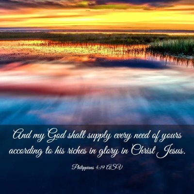 Picture 03 - Philippians 4:19 ASV - And my God shall supply every need of yours - Bible Verse Picture