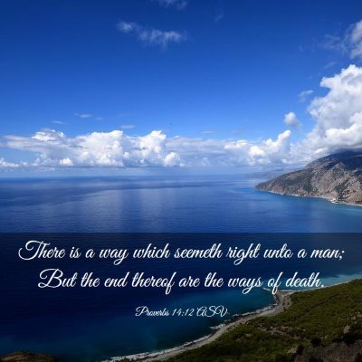 Picture 03 - Proverbs 14:12 ASV - There is a way which seemeth right unto a man; - Bible Verse Picture