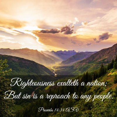 Picture 03 - Proverbs 14:34 ASV - Righteousness exalteth a nation; But sin is a - Bible Verse Picture
