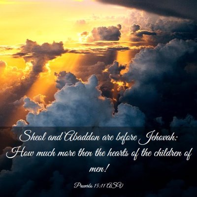 Picture 03 - Proverbs 15:11 ASV - Sheol and Abaddon are before Jehovah: How much - Bible Verse Picture
