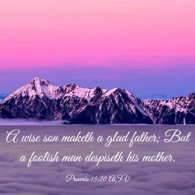 Picture 03 - Proverbs 15:20 ASV - A wise son maketh a glad father; But a foolish - Bible Verse Picture