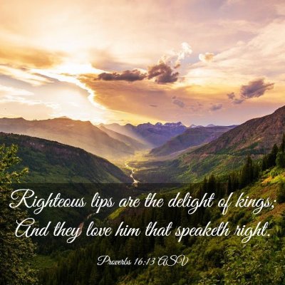 Picture 03 - Proverbs 16:13 ASV - Righteous lips are the delight of kings; And they - Bible Verse Picture