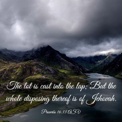 Picture 03 - Proverbs 16:33 ASV - The lot is cast into the lap; But the whole - Bible Verse Picture