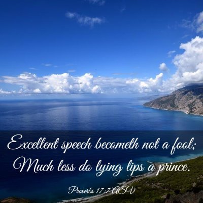 Picture 03 - Proverbs 17:7 ASV - Excellent speech becometh not a fool; Much less - Bible Verse Picture
