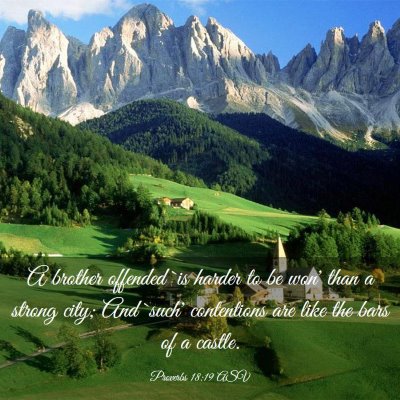 Picture 03 - Proverbs 18:19 ASV - A brother offended `is harder to be won' than a - Bible Verse Picture