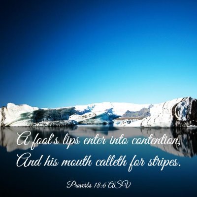 Picture 03 - Proverbs 18:6 ASV - A fool's lips enter into contention, And his - Bible Verse Picture