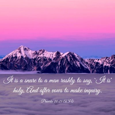 Picture 03 - Proverbs 20:25 ASV - It is a snare to a man rashly to say, `It is' - Bible Verse Picture