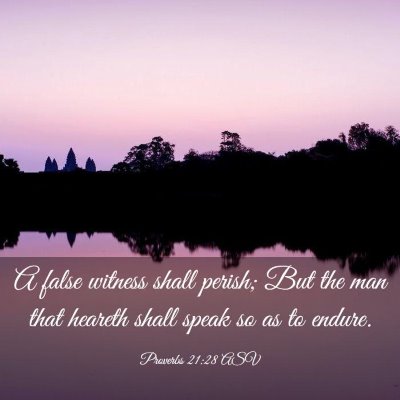 Picture 03 - Proverbs 21:28 ASV - A false witness shall perish; But the man that - Bible Verse Picture