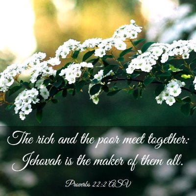 Picture 03 - Proverbs 22:2 ASV - The rich and the poor meet together: Jehovah is - Bible Verse Picture