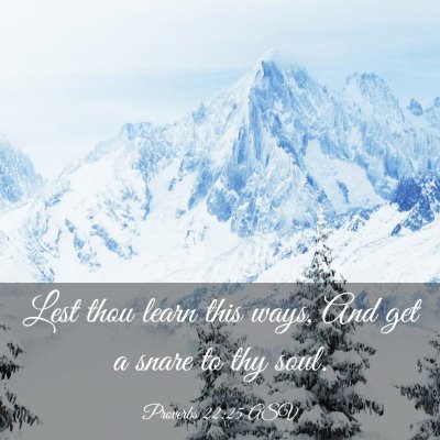 Picture 03 - Proverbs 22:25 ASV - Lest thou learn this ways, And get a snare to thy - Bible Verse Picture