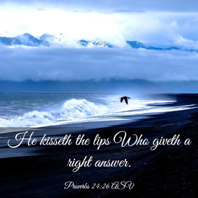 Picture 03 - Proverbs 24:26 ASV - He kisseth the lips Who giveth a right - Bible Verse Picture