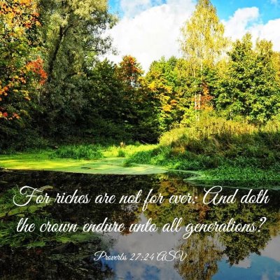 Picture 03 - Proverbs 27:24 ASV - For riches are not for ever: And doth the crown - Bible Verse Picture