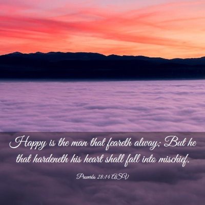 Picture 03 - Proverbs 28:14 ASV - Happy is the man that feareth alway; But he that - Bible Verse Picture
