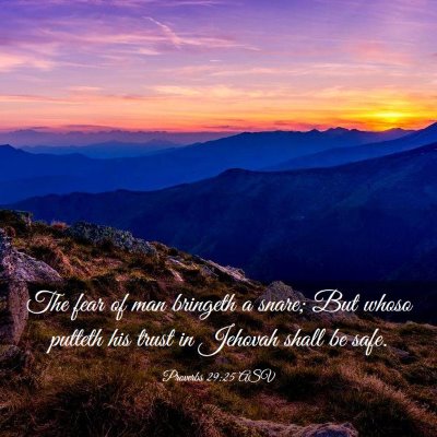 Picture 03 - Proverbs 29:25 ASV - The fear of man bringeth a snare; But whoso - Bible Verse Picture