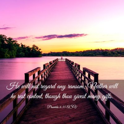 Picture 03 - Proverbs 6:35 ASV - He will not regard any ransom; Neither will he - Bible Verse Picture