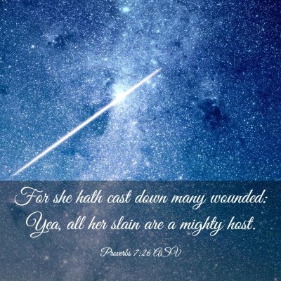 Picture 03 - Proverbs 7:26 ASV - For she hath cast down many wounded: Yea, all her - Bible Verse Picture