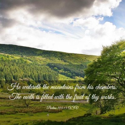Picture 03 - Psalms 104:13 ASV - He watereth the mountains from his chambers: The - Bible Verse Picture