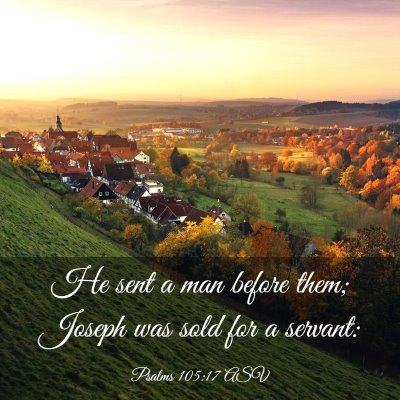 Picture 03 - Psalms 105:17 ASV - He sent a man before them; Joseph was sold for a - Bible Verse Picture