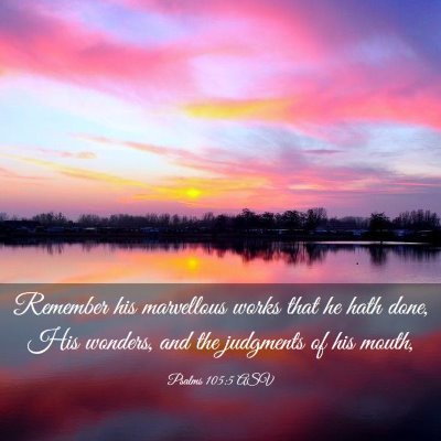 Picture 03 - Psalms 105:5 ASV - Remember his marvellous works that he hath done, - Bible Verse Picture