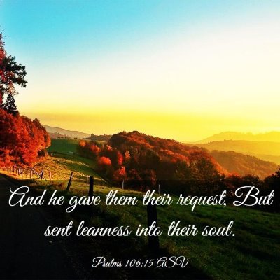 Picture 03 - Psalms 106:15 ASV - And he gave them their request, But sent leanness - Bible Verse Picture