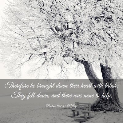 Picture 03 - Psalms 107:12 ASV - Therefore he brought down their heart with labor; - Bible Verse Picture