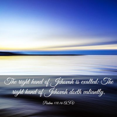 Picture 03 - Psalms 118:16 ASV - The right hand of Jehovah is exalted: The right - Bible Verse Picture