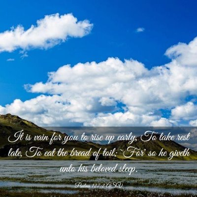 Picture 03 - Psalms 127:2 ASV - It is vain for you to rise up early, To take rest - Bible Verse Picture