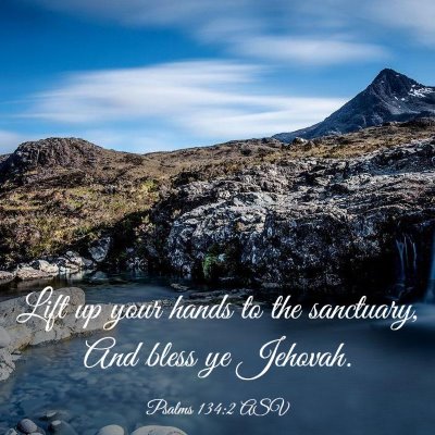 Picture 03 - Psalms 134:2 ASV - Lift up your hands to the sanctuary, And bless ye - Bible Verse Picture