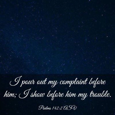 Picture 03 - Psalms 142:2 ASV - I pour out my complaint before him; I show before - Bible Verse Picture
