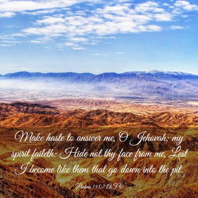 Picture 03 - Psalms 143:7 ASV - Make haste to answer me, O Jehovah; my spirit - Bible Verse Picture