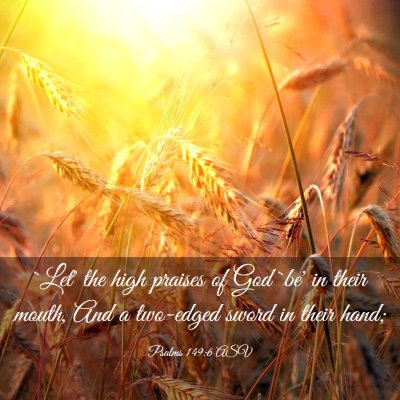 Picture 03 - Psalms 149:6 ASV - `Let' the high praises of God `be' in their - Bible Verse Picture