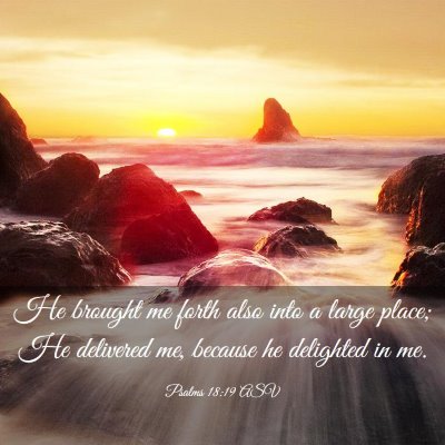 Picture 03 - Psalms 18:19 ASV - He brought me forth also into a large place; He - Bible Verse Picture