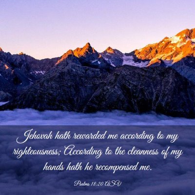 Picture 03 - Psalms 18:20 ASV - Jehovah hath rewarded me according to my - Bible Verse Picture