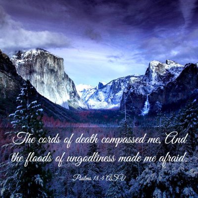Picture 03 - Psalms 18:4 ASV - The cords of death compassed me, And the floods - Bible Verse Picture