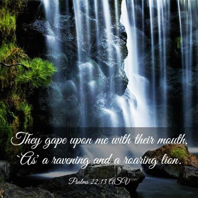 Picture 03 - Psalms 22:13 ASV - They gape upon me with their mouth, `As' a - Bible Verse Picture