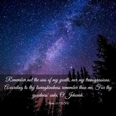 Picture 03 - Psalms 25:7 ASV - Remember not the sins of my youth, nor my - Bible Verse Picture