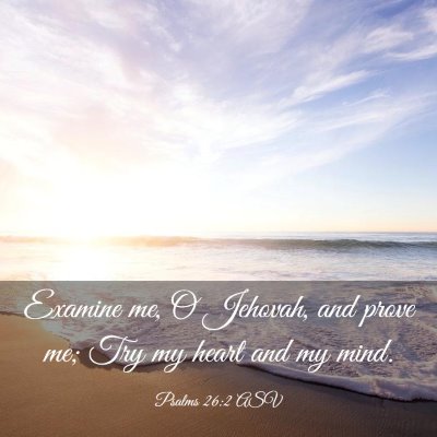 Picture 03 - Psalms 26:2 ASV - Examine me, O Jehovah, and prove me; Try my heart - Bible Verse Picture