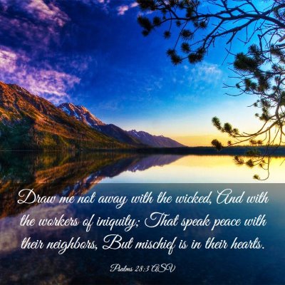 Picture 03 - Psalms 28:3 ASV - Draw me not away with the wicked, And with the - Bible Verse Picture