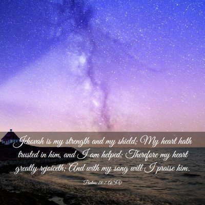 Picture 03 - Psalms 28:7 ASV - Jehovah is my strength and my shield; My heart - Bible Verse Picture