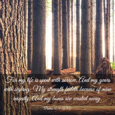 Picture 03 - Psalms 31:10 ASV - For my life is spent with sorrow, And my years - Bible Verse Picture