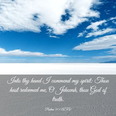 Picture 03 - Psalms 31:5 ASV - Into thy hand I commend my spirit: Thou hast - Bible Verse Picture