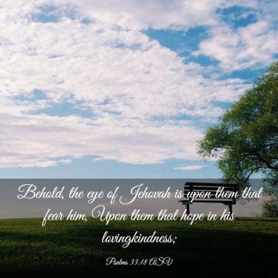 Picture 03 - Psalms 33:18 ASV - Behold, the eye of Jehovah is upon them that fear - Bible Verse Picture