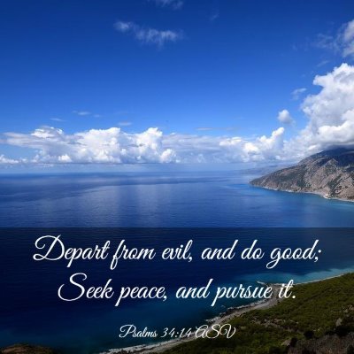 Picture 03 - Psalms 34:14 ASV - Depart from evil, and do good; Seek peace, and - Bible Verse Picture