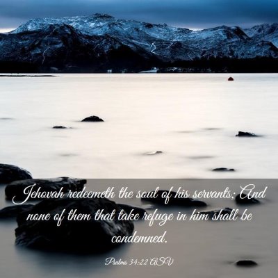 Picture 03 - Psalms 34:22 ASV - Jehovah redeemeth the soul of his servants; And - Bible Verse Picture
