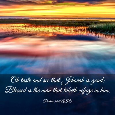 Picture 03 - Psalms 34:8 ASV - Oh taste and see that Jehovah is good: Blessed is - Bible Verse Picture