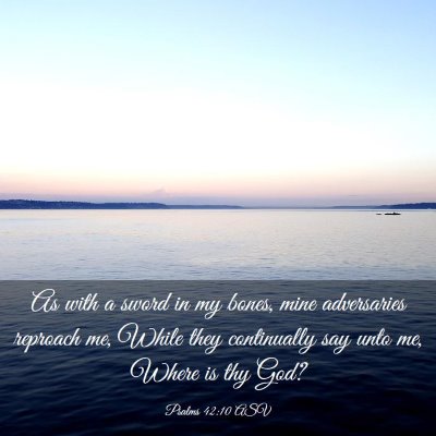 Picture 03 - Psalms 42:10 ASV - As with a sword in my bones, mine adversaries - Bible Verse Picture