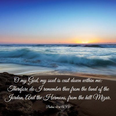 Picture 03 - Psalms 42:6 ASV - O my God, my soul is cast down within me: - Bible Verse Picture
