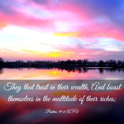 Picture 03 - Psalms 49:6 ASV - They that trust in their wealth, And boast - Bible Verse Picture