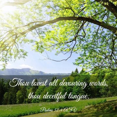 Picture 03 - Psalms 52:4 ASV - Thou lovest all devouring words, thou deceitful - Bible Verse Picture